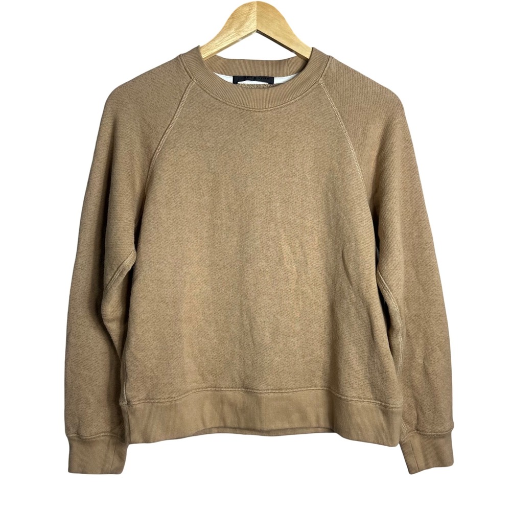 Jenni Kayne Cotton Viscose French Terry Raglan Sweatshirt Camel Tan XS